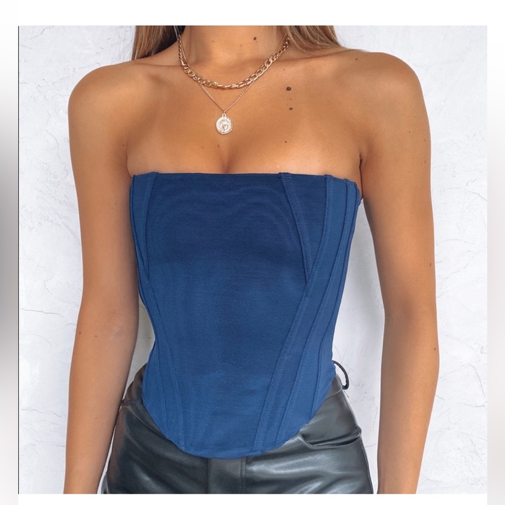 White fox boutique navy blue corset top. Perfect condition.